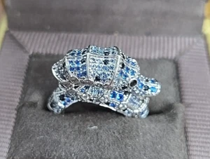 Sterling Silver and Blue CZ Seahorse Ring Size 5.25 - Picture 1 of 7