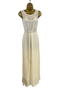 Next 8 UK Cream Embroidered Viscose Maxi Long Summer Dress - Picture 1 of 12