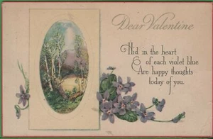Vintage Postcard Love Valentine's Hid in the heart of each Violet Blue 1925 - Picture 1 of 4