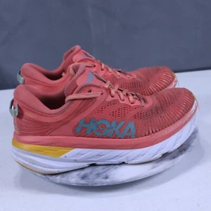 Hoka Bondi 7 Shoes Womens 9 Camellia Coastal Shade Daily Road Jogging Trainer - Picture 1 of 14