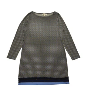 Michael Kors Blue Geometric Long Sleeve Shift Dress Uk Women's XL BB959 - Picture 1 of 5