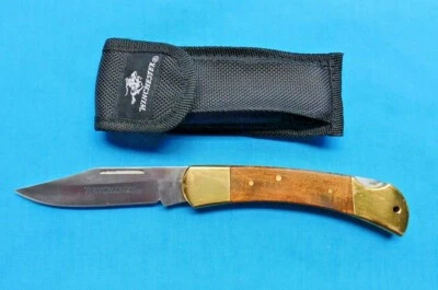 CUCHILLO DE CAZA PLEGABLE WINCHESTER DE COLECCIÓN ~ NUEVO CON FUNDA 3 3/8" BL. Foto 1 de 4