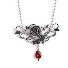 Stunning Gothic Vampire Rose Necklace Red Teardrop Halloween Jewellery Gift