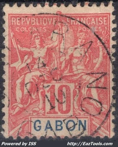 GABON TYPE GROUPE 10c ROUGE N° 20 AVEC OBLITERATION DU 14/10/1910 - Picture 1 of 2
