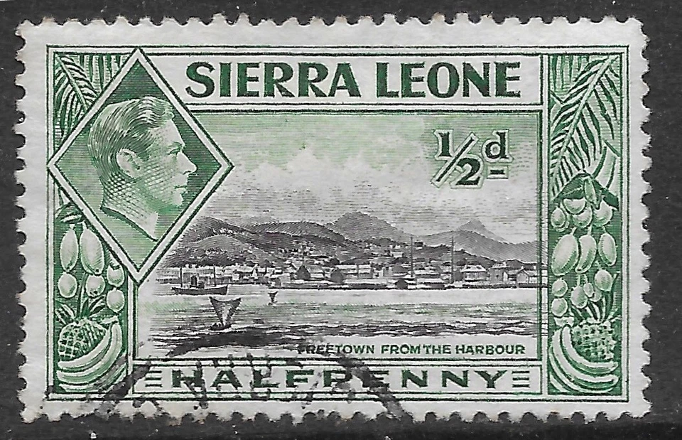 Sierra Leona 1938 KGVI SG#188 SC#173 USADO EN MUY BUEN ESTADO FREETOWN desde el puerto Foto 1 de 1