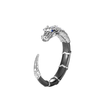 JOHN HARDY LEGENDS NAGA ST. SILVER KICK BRACELET HEMATITE PEARL SAPPHIRE L NEW - Image 1 of 4