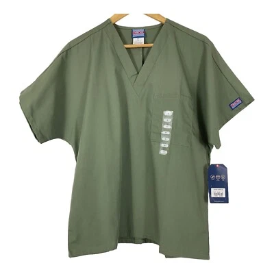 Cherokee Workwear Unisex V Neck Scrub Top Size Small 4777 Olive Green - Image 1 of 4