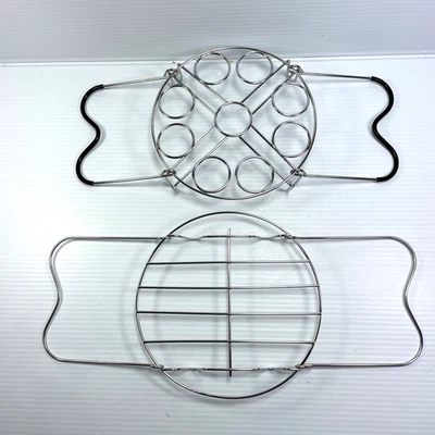 Conjunto de 2 racks de vapor com alças acessório - vaporizador de ovos de 8 furos e regular - Imagem 1 de 4