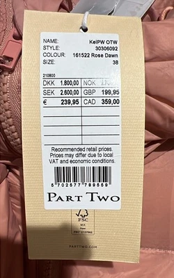 NEU📍Gr.40   Passt 40-44  Part Two Daunenjacke, NP 239,95€ Jetzt nur noch 70€ - Bild 1 von 4