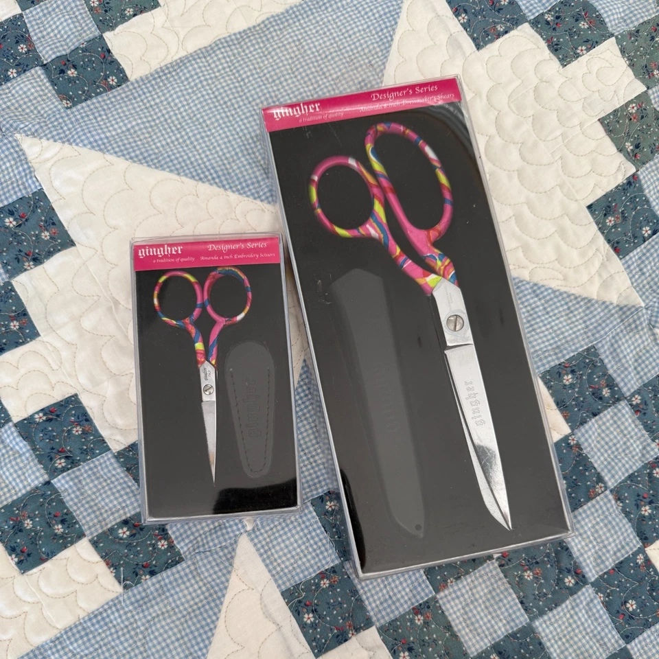 2005 Amanda Gingher Designer Series 8" Shears and 4" Embroidery Scissors - Image 1 of 1