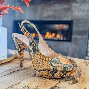 Gastone Lucioli, Made in Italy, Schlangenleder Slingback Plateau Absatz, Damen 9,5 - Bild 1 von 10