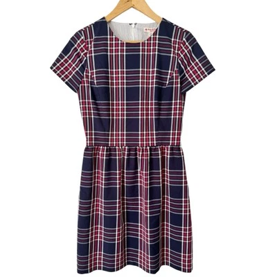 Vestido Vaina Brooks Brothers Rojo Polar Azul Marino Rojo Cuadros Talla 2 Academia Preppy Foto 1 de 4