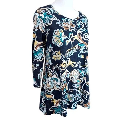 CHICO'S 1 Mezcla de Algodón Pullover Túnica Larga Top Camisa M Mangas 3/4 Viaje Informal Foto 1 de 4