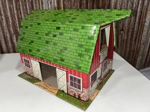 De Colección MARX Lazy Day Granja Laño Granero Juguete Litografía Espalda Abierta 9x12" 9.5" T Techo Verde BONITO - Imagen 1 de 10