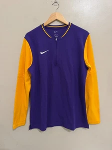 Nike Football Dri-FIT 1/4 Zip Pullover Top Mens M LSU Purple Yellow FJ9549-546 - Picture 1 of 6