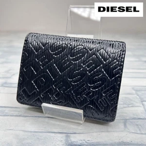 Diesel Men Wallet Folding Logo All-Over Print 9.5x7.5cm Almost unused Luxury ITA - Picture 1 of 7