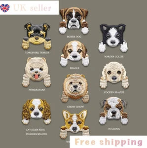 Hund Plüsch Bügelbild Patches bestickt Aufnäher Applikation Abzeichen Aufnäher Pat UK - Bild 1 von 16