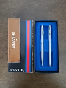 Vintage Sheaffer White Dot Stainless Ball Point Pen & Pencil Set - Picture 1 of 4