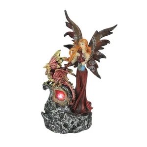 Ruby Red Fairy And Dragon LED Lighted Geode Statue - Picture 1 of 3