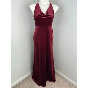 Jenny Yoo Sullivan Red Velvet Formal Dress Gown in Dark Berry - Picture 1 of 7
