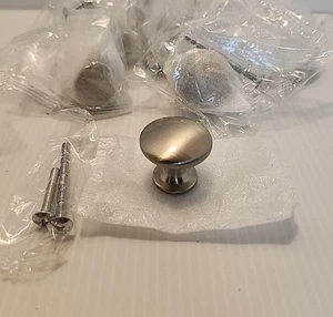 Lot of 8 Cabinet Drawer Knobs Hardware Round Pulls Knobs Brushed Nickel Silver - Picture 1 of 6