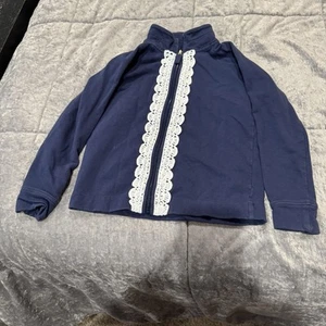 Lilly Pulitzer Little Leona Full Zip Jacket Navy Eyelet Trim Girls M 6-7 - Picture 1 of 6