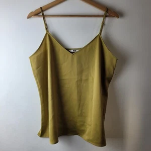 Uniqlo Women Size L Gold Mustard Satin Vest Cami Top Casual Smart Formal Party - Picture 1 of 11