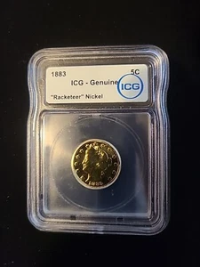 RARE 1883 Liberty V Racketeer Nickel Type 1 No Cents ICG Genuine MINT UNC - Picture 1 of 3