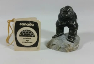 1983 Hand Carved Marble Stone Canadian Eskimo Art - Povungnituk by Daniel Sala - Picture 1 of 7