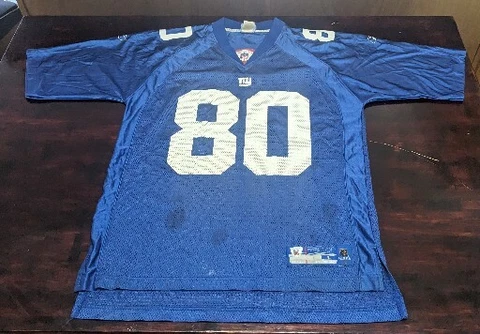 Reebok On Field Jeremy Shockey New York Giants Jersey - Men's Size L - Pre-owned Cover