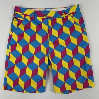 Royal & Awesome Knickerbocker 荣耀短裤 尺寸 34 亮高尔夫弹力 全新无标签 — 第 1/4 张图片