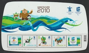 CANADA 2009 Souvenir Sheet #2305f Vancouver 2010 Olympics Symbols -MNH overprint - Picture 1 of 7
