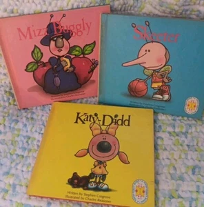 3 Vintage TOPSY-TURVY Books Stephen Cosgrove Fuss Bug, Katty Did, Skeeter.. VG - Imagen 1 de 11