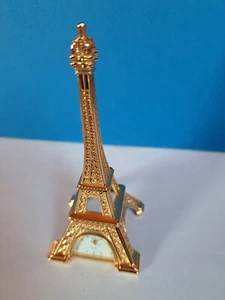 Miniaturuhr Eiffelturm, Paris, goldfarben, sehr selten. - Bild 1 von 4