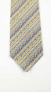 Battlestein’s Mens Designer Tie Yellow Blue Striped Silk Classic - Picture 1 of 8