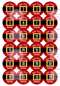 Countdown to Christmas Numbers Advent Calendar Sticker Present Chocolate Coin - Picture 1 of 4