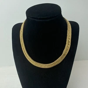 VTG Christian Dior Grosse Germany 1966 Herringbone Gold Plate Open Work Necklace - Foto 1 di 19
