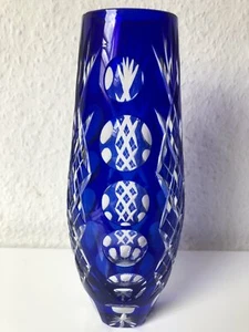 Vintage Nachtmann Deutschland Vase Kobaltblau und klar geschliffen Kristall - Bild 1 von 10