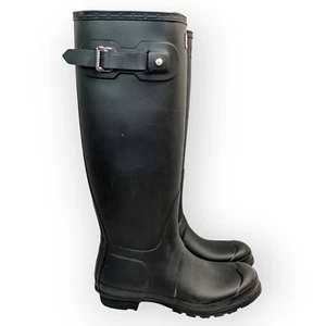 NEU Hunter Damen Original groß schwarz Regenstiefel Schnalle Größe 9 US 7 UK - Bild 1 von 9