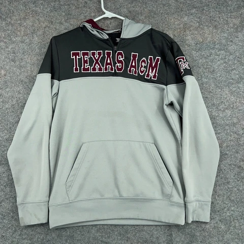 Texas A&M Aggies Hoodie Mens Medium Gray Pullover Sweatshirt Zip Up SEC Football Cover