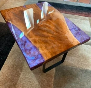 Purple Wooden Epoxy Table top, Wooden Table, Purple Epoxy Rectangular Table top - Picture 1 of 3