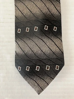 Allyn Saint George Men's Necktie Tie Silk Green White Square Wide Satin - Image 1 of 4