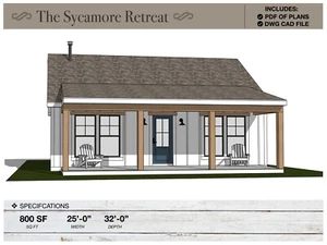 800 SQ FT Modern Farm House, 32'-0" x 25'-0", Floor Plans, House Plans - Picture 1 of 6