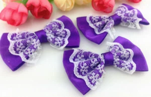 DIY 100pcs 32x28MM Satin Ribbon lace BOW Appliques/craft/Wedding decoration - Picture 1 of 24