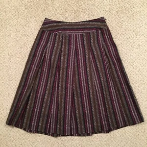Apostrophy Skirt Size 4 Midi Lined Purple Pink Striped Casual - Picture 1 of 10