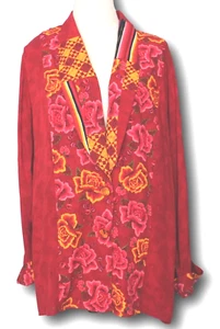 CAROLE LITTLE (6) Long Sleeve Two Button Jacket German Rayon Gauze - Picture 1 of 3