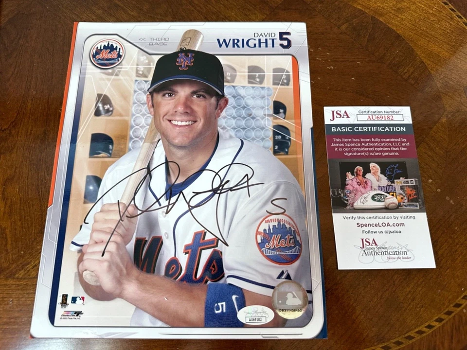 官方美国职棒大联盟棒球大卫赖特纽约大都会队签名 8 x 10 照片- JSA 正品证书 — 第 1/1 张图片