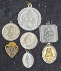 Vintage Religious Cross Medalion Charms Lot Mary Jesus Crucifix Medals Christ