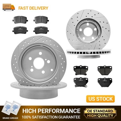 Kit de pastillas de freno rotores perforados delanteros y traseros para Toyota Corolla Matrix 2003-2007 Foto 1 de 4