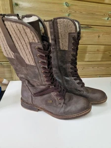 Reiker Riekertex Wool Collar Water Resistant Mid Calf Lace Up Boots EU 42 Uk8 - Picture 1 of 22